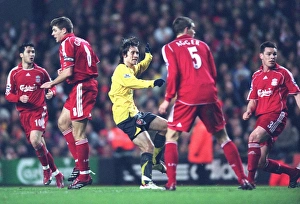 Tomas Rosicky shoots past Liverpool goalkeeper Jerzy Dudek score the 2nd Arsenal goal Tomas Rosicky shoots past Liverpool goalkeeper Jerzy Dudek score the 2nd Arsenal goal