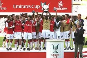 Images Dated 1st August 2007: William Gallas Celebrates Arsenal's Emirates Cup Victory over Inter Milan (2007)