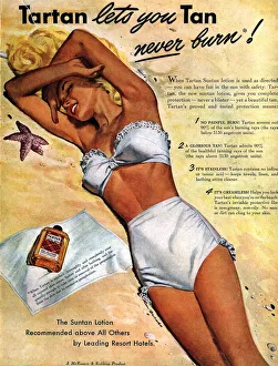 1940s USA tartan suntans sunbathing lotions swim suits swimwear swimming costumes 1940s USA tartan suntans sunbathing lotions swim suits swimwear swimming costumes