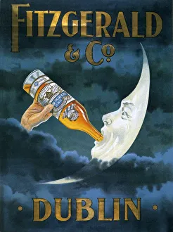 Fitzgerald and Co 1911 1910s UK whisky alcohol whiskey advert Irish moon drinking Fitzgerald and Co 1911 1910s UK whisky alcohol whiskey advert Irish moon drinking