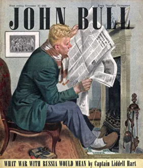 John Bull 1946 1940s UK reading newspapers fires magazines John Bull 1946 1940s UK reading newspapers fires magazines