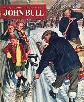 John Bull 1957 1950s UK snow ice cold road sweepers winter seasons magazines John Bull 1957 1950s UK snow ice cold road sweepers winter seasons magazines