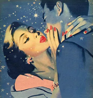 John Bull no date 1950s UK womens story illustrations kissing kisses John Bull no date 1950s UK womens story illustrations kissing kisses