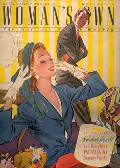 Womans Own 1947 1940s UK husbands and wives shopping womens hats covers magazines Womans Own 1947 1940s UK husbands and wives shopping womens hats covers magazines