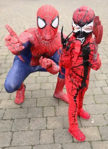 4 year old Carnage takes on Spiderman at MCM London Comic Con, Excel, London 4 year old Carnage takes on Spiderman at MCM London Comic Con, Excel, London