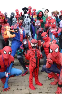4 year old Carnage takes on Spiderman at MCM London Comic Con, Excel, London 4 year old Carnage takes on Spiderman at MCM London Comic Con, Excel, London