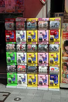Capsule toy vending machines in the street in Akihabara Electric Town, Tokyo, Japan