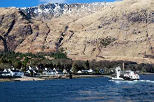 The Corran ferry heading westwards across Loch Linnhe, Highland Region, Scotland The Corran ferry heading westwards across Loch Linnhe, Highland Region, Scotland
