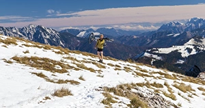 A mountain biker on Schafbergspitze in Austria A mountain biker on Schafbergspitze in Austria