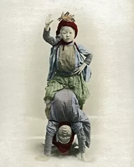 Two child acrobats, Japan