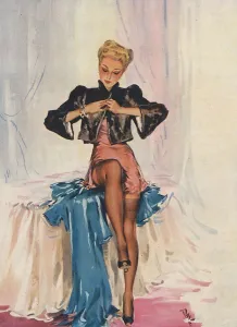 Blonde woman unfastening her jacket
