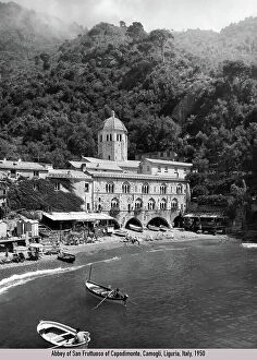 Italian Heritage Collection: Abbey of San Fruttuoso of Capodimonte, camogli, liguria, italy, 1950
