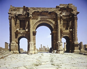 Algeria, Timgad, Arch of Trajan at ancient Roman town of Thamugadi Algeria, Timgad, Arch of Trajan at ancient Roman town of Thamugadi