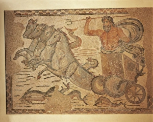 Algeria, Timgad, Mosaic work depicting Neptune on his chariot Algeria, Timgad, Mosaic work depicting Neptune on his chariot