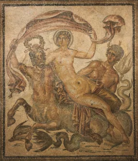 Algeria, Timgad, Mosaic work depicting Venus riding a centaur Algeria, Timgad, Mosaic work depicting Venus riding a centaur