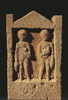 Algeria, Tipasa, Stele depicting two persons bringing offers Algeria, Tipasa, Stele depicting two persons bringing offers