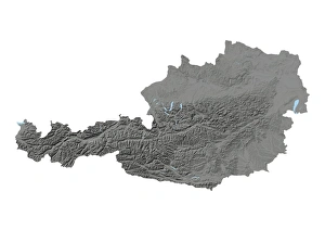 Austria, Relief Map With Province Boundaries