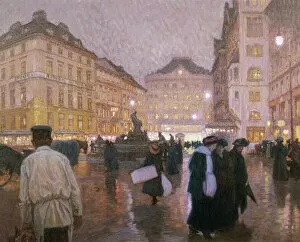 20th Century Style Collection: Austria, Vienna, people in new market square at night