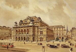 20th Century Style Collection: Austria, Vienna, View of the Wiener Staatsoper (Vienna State Opera), color print, 1925