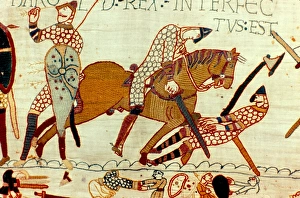 Bayeux Tapestry 1067: Battle of Hastings, 14 October 1066. The death of Harold II Bayeux Tapestry 1067: Battle of Hastings, 14 October 1066. The death of Harold II
