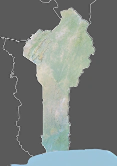 Benin, Relief Map With Border and Mask Benin, Relief Map With Border and Mask