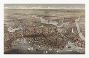 Birds Eye View Of The City Of Boston By Currier & Ives Circa 1873 Birds Eye View Of The City Of Boston By Currier & Ives Circa 1873