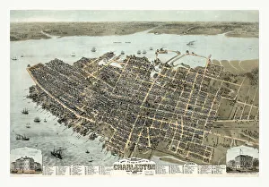 Birds Eye View Of The City Of Charleston South Carolina By C. Drie Birds Eye View Of The City Of Charleston South Carolina By C. Drie