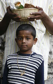 Boy and father at Ganesh festival Boy and father at Ganesh festival