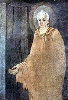 Buddha as mendicant in saffron robes Buddha as mendicant in saffron robes