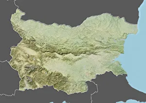 Bulgaria, Relief Map With Border and Mask Bulgaria, Relief Map With Border and Mask
