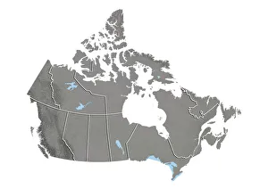 Canada, Relief Map With Province Boundaries