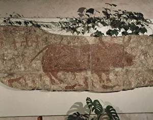 Cave painting depicting bull hunting scene, from Catal Huyuk sanctuary, Turkey Cave painting depicting bull hunting scene, from Catal Huyuk sanctuary, Turkey