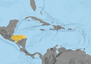 Central America, Relief Map With Country Borders