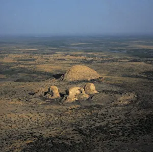 Chad, Aerial view of Lake Chad and its famous rocks, when lake level rising rocks Chad, Aerial view of Lake Chad and its famous rocks, when lake level rising rocks