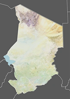 Chad, Relief Map With Border and Mask Chad, Relief Map With Border and Mask