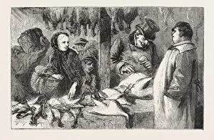 Choosing the Christmas Turkey; Fat and Lean, Engraving 1876 Choosing the Christmas Turkey; Fat and Lean, Engraving 1876
