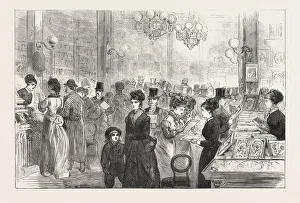 Choosing Valentines in the Nineteenth Century. Valentines Day, Engraving 1876 Choosing Valentines in the Nineteenth Century. Valentines Day, Engraving 1876