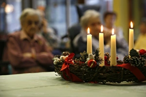 Christmas celebration in an elderly persons home Christmas celebration in an elderly persons home