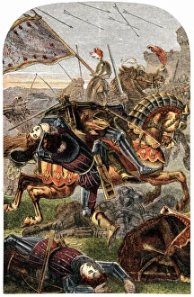 Color - printed wood engraving of Joan of Arc Color - printed wood engraving of Joan of Arc