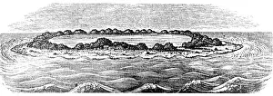 Coral reef creating a lagoon. From Charles Darwin Coral reef creating a lagoon. From Charles Darwin
