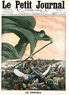 Death, the grim reaper. Turkish army defeated by Cholera, not by enemy, approaching Death, the grim reaper. Turkish army defeated by Cholera, not by enemy, approaching
