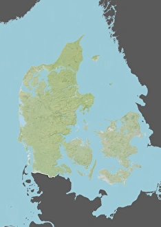 Denmark, Relief Map With Border and Mask Denmark, Relief Map With Border and Mask