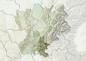 Departement of Haute-Savoie, France, Relief Map