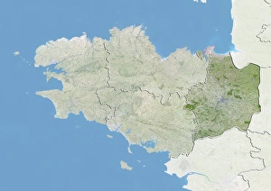 Departement of Ille-et-Vilaine, France, Satellite Image With Bump Effect Departement of Ille-et-Vilaine, France, Satellite Image With Bump Effect