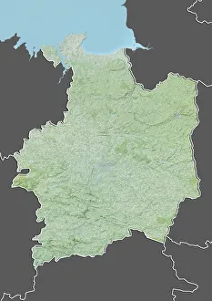 Departement of Ille-et-Vilaine, France, Relief Map Departement of Ille-et-Vilaine, France, Relief Map