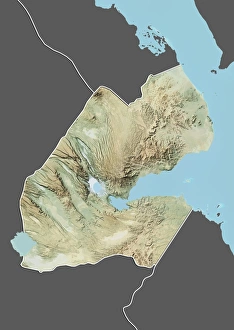 Djibouti, Relief Map With Border and Mask Djibouti, Relief Map With Border and Mask
