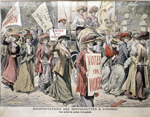 English suffragettes on London streets English suffragettes on London streets