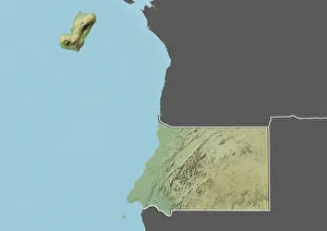 Equatorial Guinea, Relief Map With Border and Mask Equatorial Guinea, Relief Map With Border and Mask