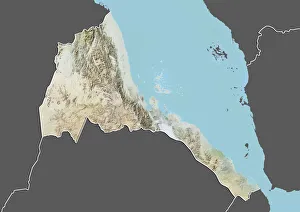 Eritrea, Relief Map With Border and Mask Eritrea, Relief Map With Border and Mask