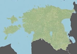 Estonia, Relief Map With Border and Mask Estonia, Relief Map With Border and Mask